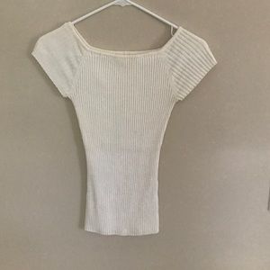 White/cream super stretchy ribbed t shirt